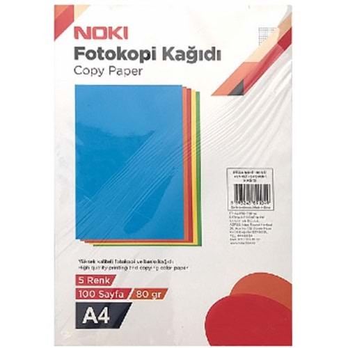 NOKİ 5 RENK 100 SAYFA RENKLİ FOTOKOPİ KAĞIDI 80 GR-89104