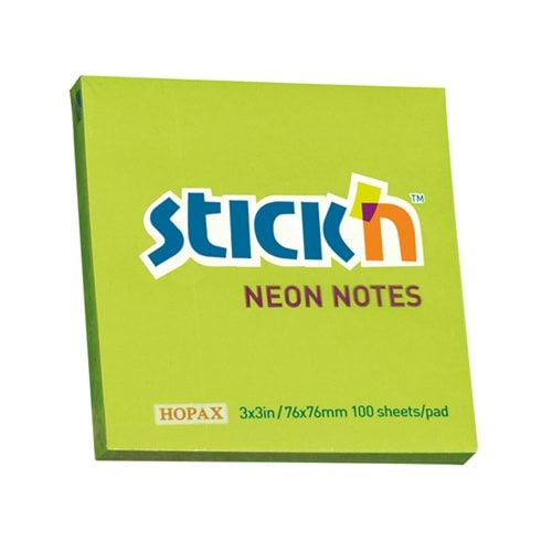 HOPAX STICKN YAPIŞKANLI NOT KAĞIDI 100 YAPRAK 76*76 NEON YEŞİL