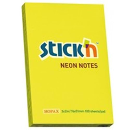 HOPAX STICKN YAPIŞKANLI NOT KAĞIDI 100 YAPRAK 76*51NEON SARI-21132