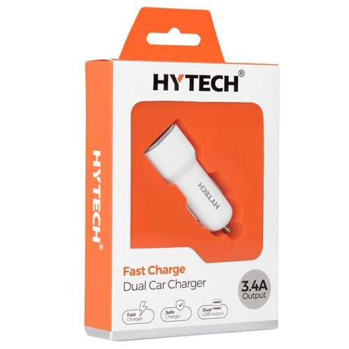 HYTECH HY-X40 3.4A HIZLI ŞARJ 2 USB BEYAZ ARAÇ ŞARJ CİHAZI