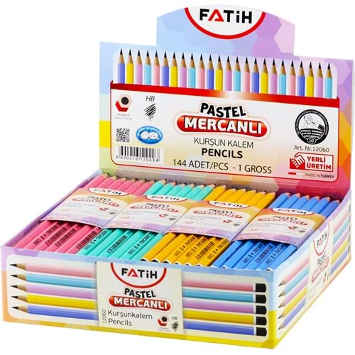 FATİH KÖŞELİ MERCANLI PASTEL RENKLİ KURŞUN KALEM-12060