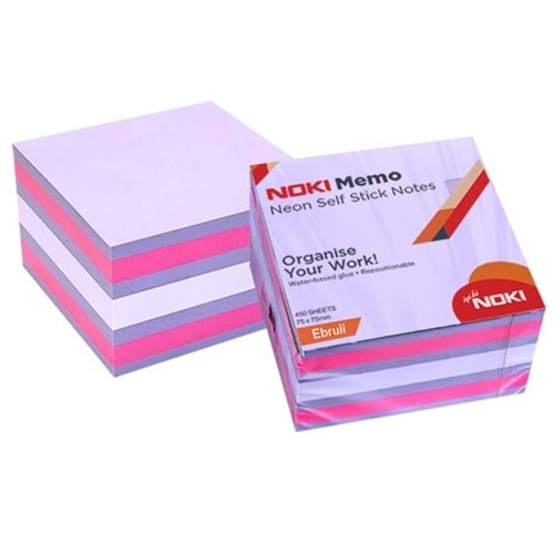 NOKİ MEMO 75*75 NEON EBRULİ KÜP BLOK 450 SAYFA-12014-44