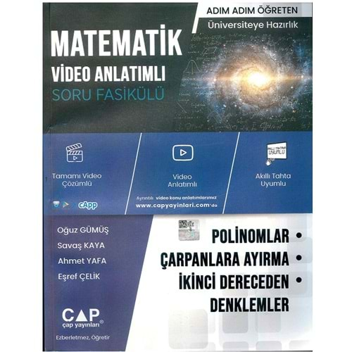 ÇAP TYT MATEMATİK POLİNOMLAR-ÇARPANLARA AYIRMA-İKİNCİ DERECEDEN DENKLEMLER VİDEO ANLATIMLI SORU FASİKÜLÜ-2024