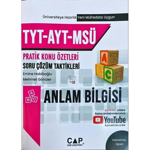 ÇAP TYT AYT MSÜ ANLAM BİLGİSİ PRATİK KONU ÖZETLERİ SORU ÇÖZÜM TAKTİKLERİ-2025