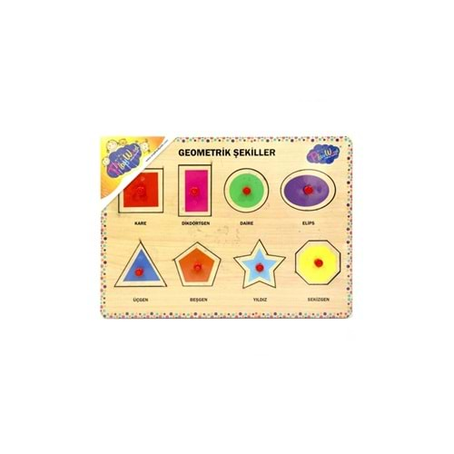 ONYIL OYUNCAK AHŞAP TUTMALI PUZZLE GEOMETRİK ŞEKİLLER-ONY-348/349