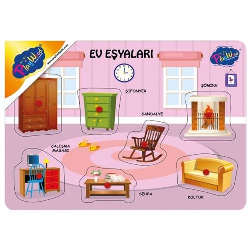 ONYIL OYUNCAK AHŞAP TUTMALI PUZZLE EV EŞYALARI-ONY-281/282