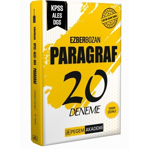 PEGEM KPSS-ALES-DGS EZBERBOZAN PARAGRAF TAMAMI ÇÖZÜMLÜ 20 DENEME-2024