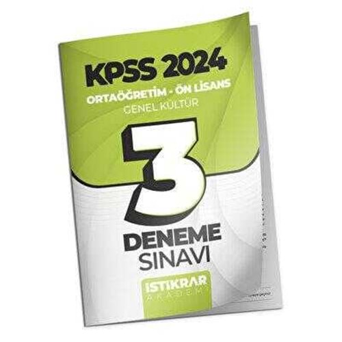 İSTİKRAR AKADEMİ KPSS 2024 ORTAÖĞRETİM-ÖN LİSANS GENEL KÜLTÜR 3 DENEME SINAVI