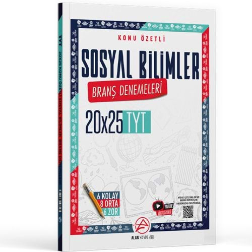 ALAN YAYINLARI TYT SOSYAL BİLİMLER KONU ÖZETLİ 20*25 BRANŞ DENEMELERİ-2025