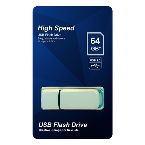 ELBA 64 GB PLASTİK BEYAZ-MAVİ 2.0 USB FLASH BELLEK