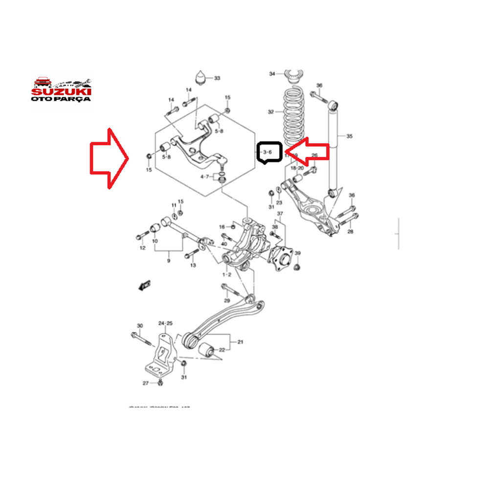 Suzuki Grand Vitara 06-12 Arka Üst Salıncak Sağ