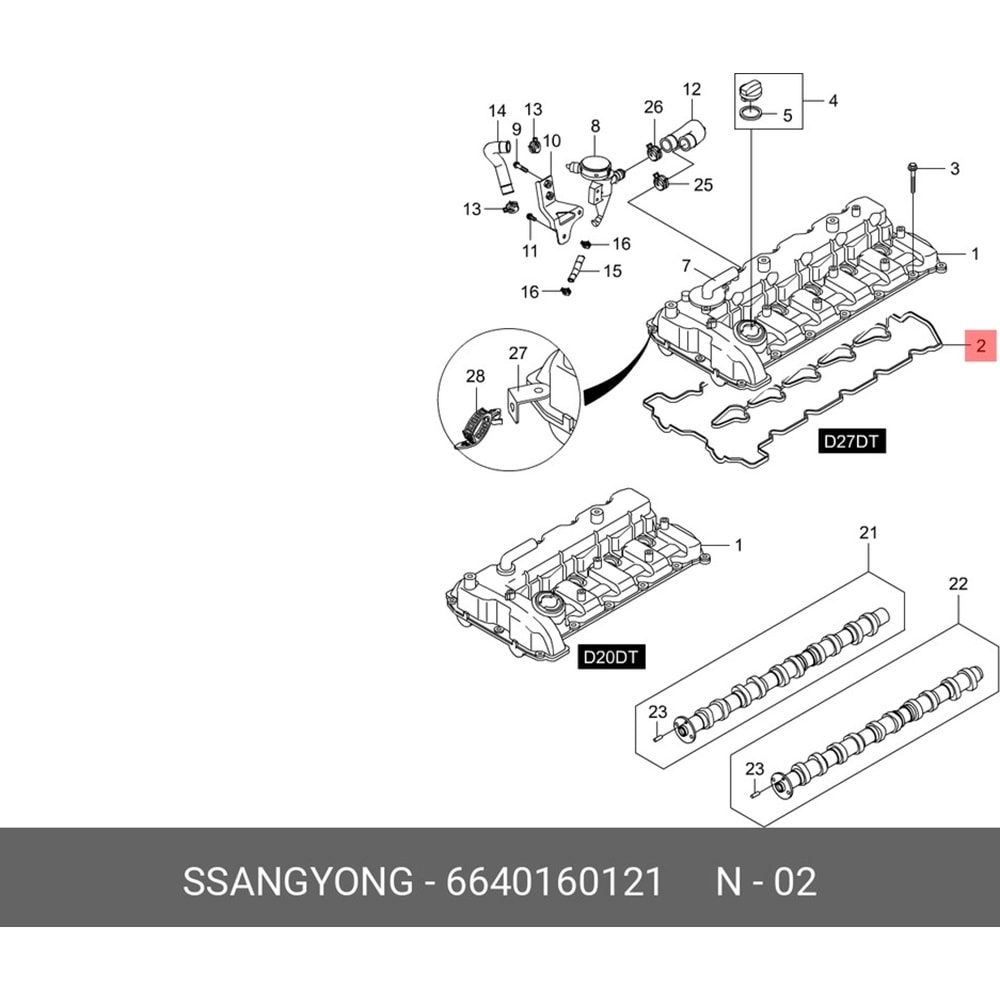 Ssangyong Actyon Kyron Rexton D20t Külbüratör Kapak Contası