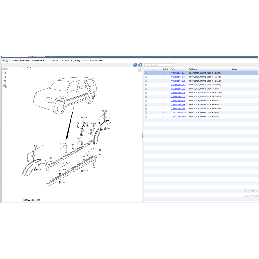 Suzuki Grand Vitara 02-06 XL7 Çamurluk Dodik Fitili