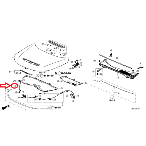 Honda Civic 2022-2025 Motor Kaput Dayama Çubuğu