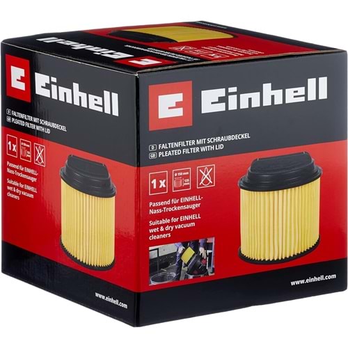 Einhell vidalı kapaklı yedek katlama filtresi (Einhell ıslak kuru elektrikli süpürgeler için uygun,