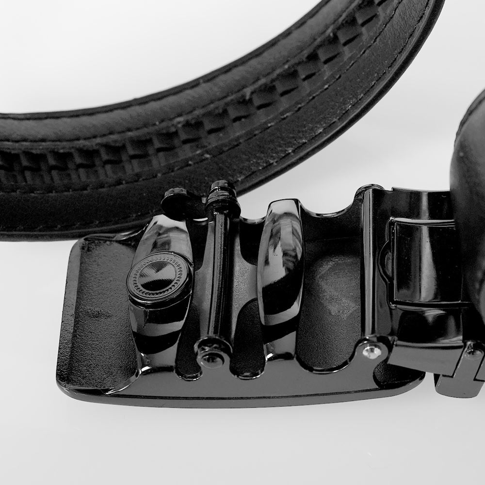 Black and Coal Self Size Adaptable Genuine Leather Belt