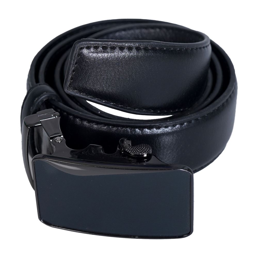 Black and Coal Self Size Adaptable Genuine Leather Belt