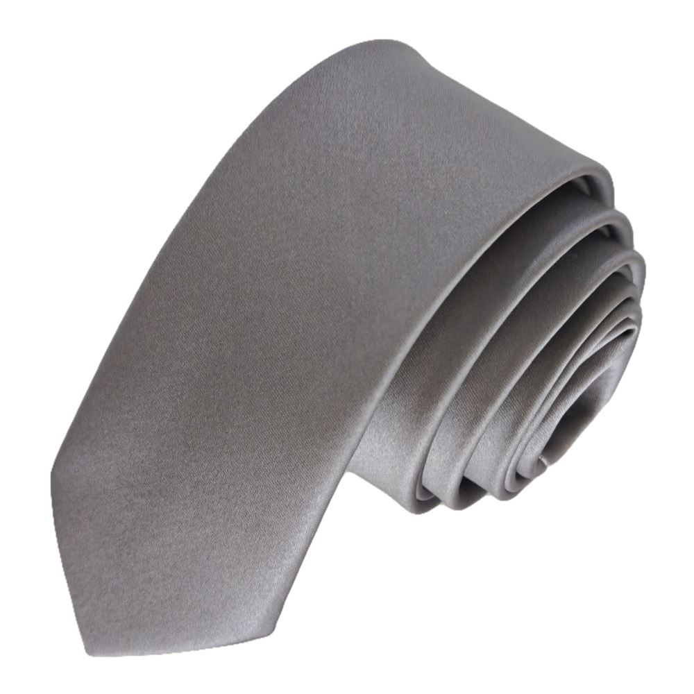 Grey Simple Satin Weave Slim Fashion Slim Tie