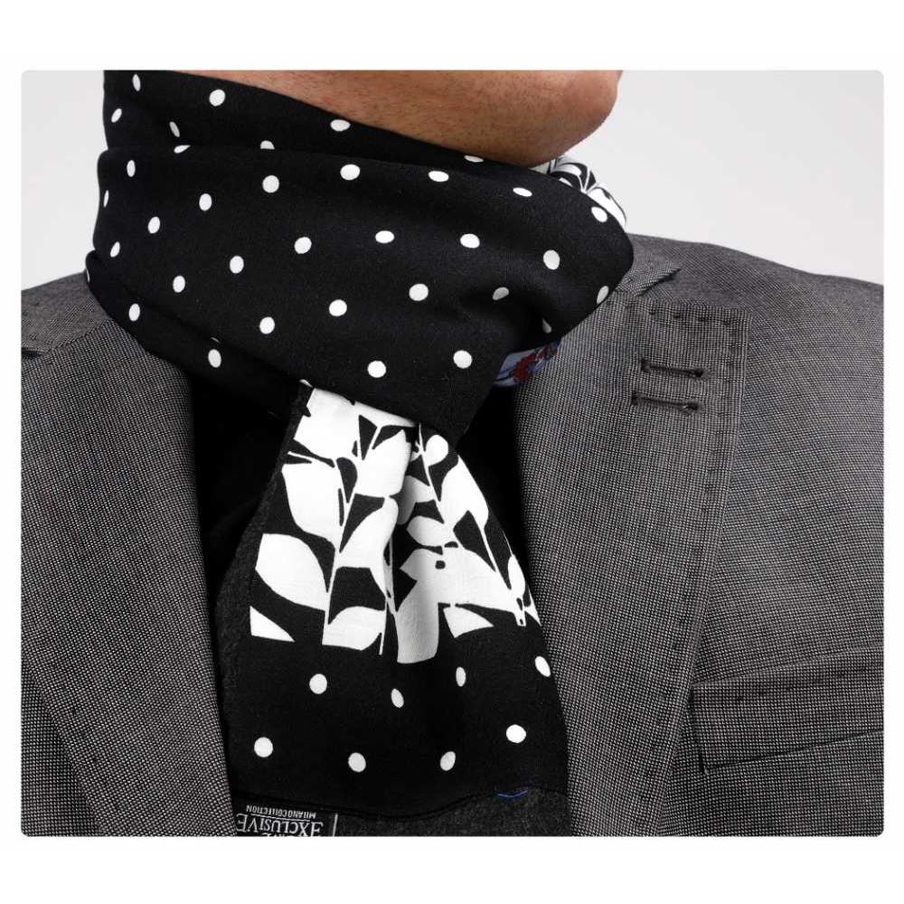 Black White Polka Dot Double Sided Scarf