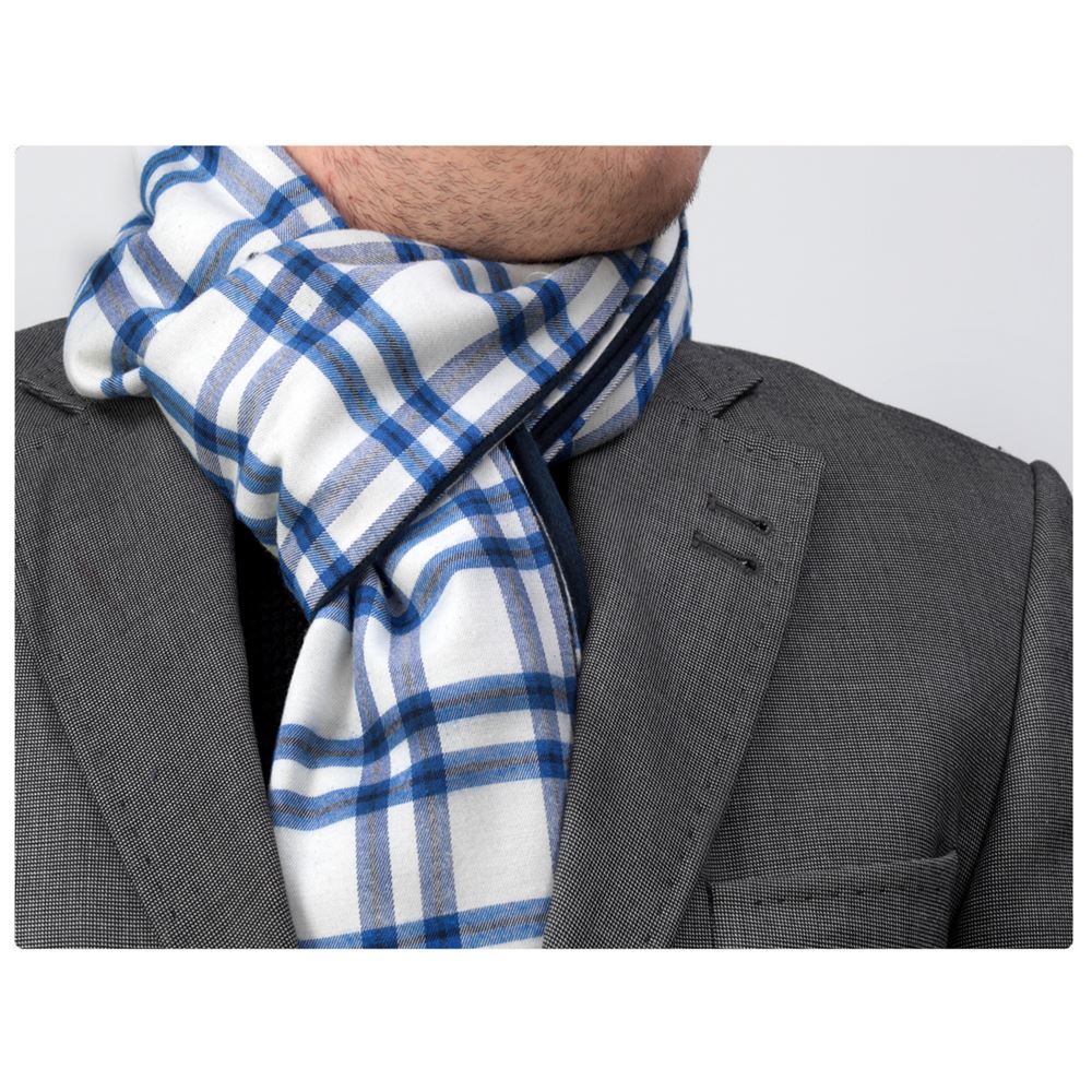 Blue White Plaid Scarf