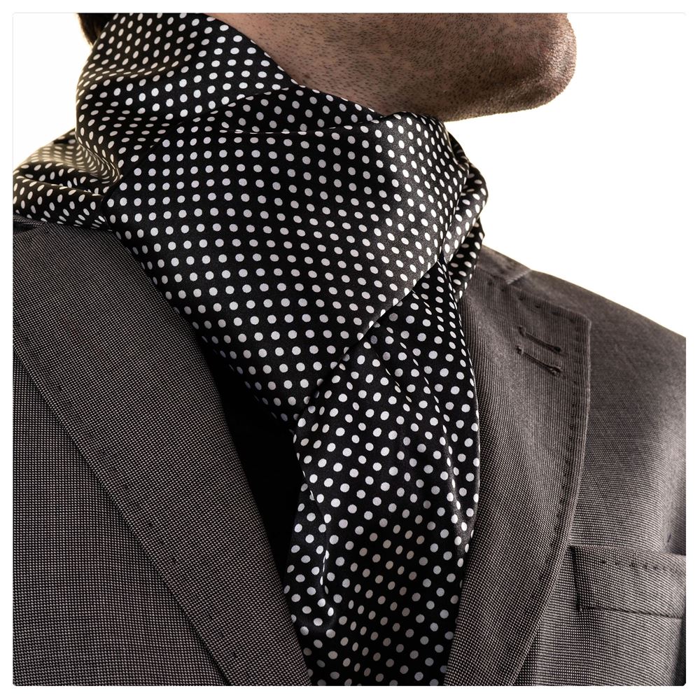 Black White Polka Dot Mens Scarf