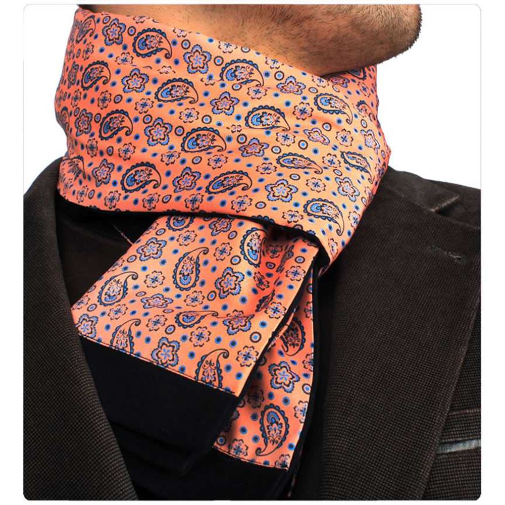 Blue Paisley Peach Double Sided Scarf