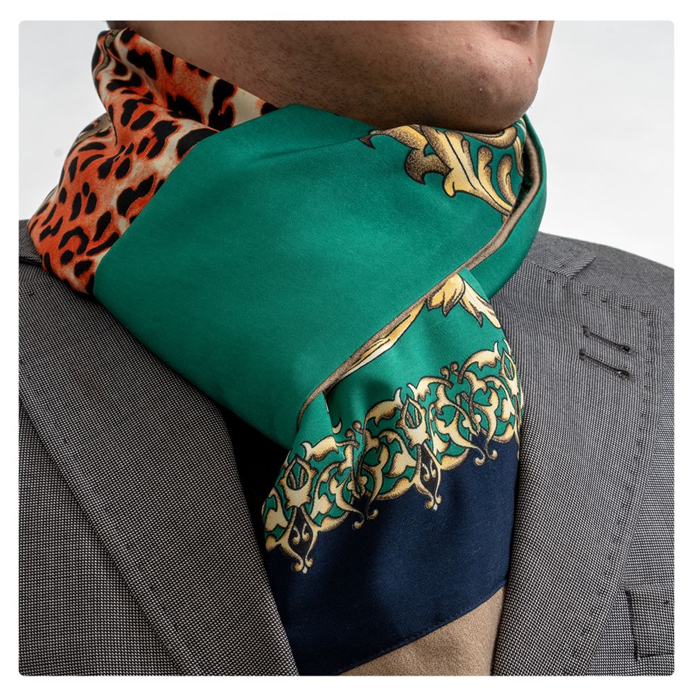 Green Digital Printed Mens Scarf