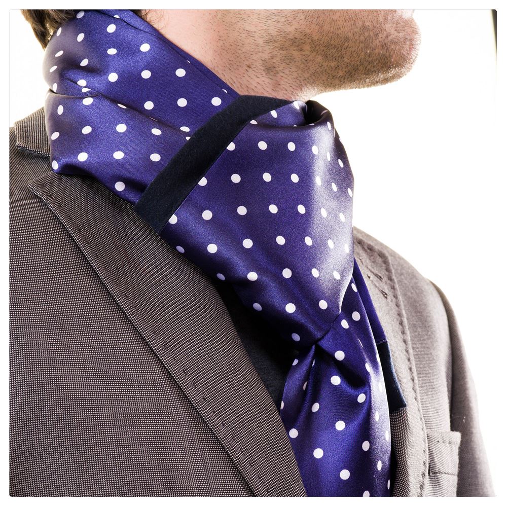 Blue White Polka Dot Mens Scarf