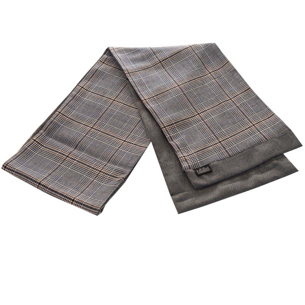 Gray Blue Checkered Wool Mens Scarf