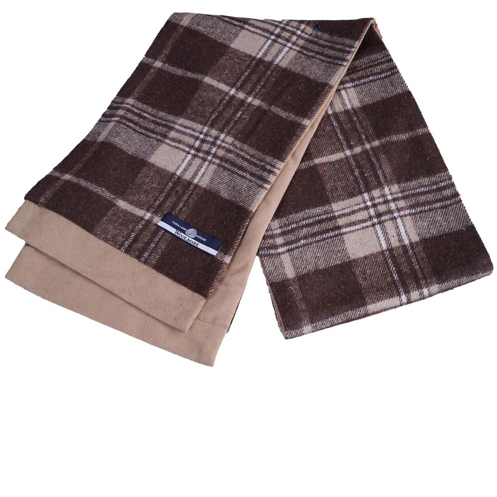 Beige and Brown Plaid Tartar Woolen Mens Scarf