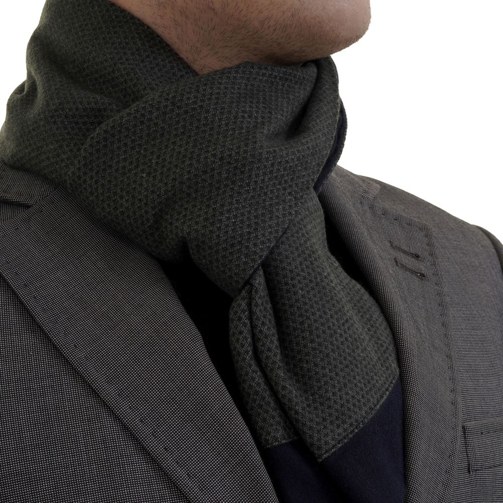 Green Navy Checkered Designer Wool Mens Scarf