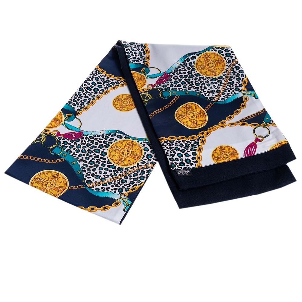 Navy Gold Printed Mens Scarf