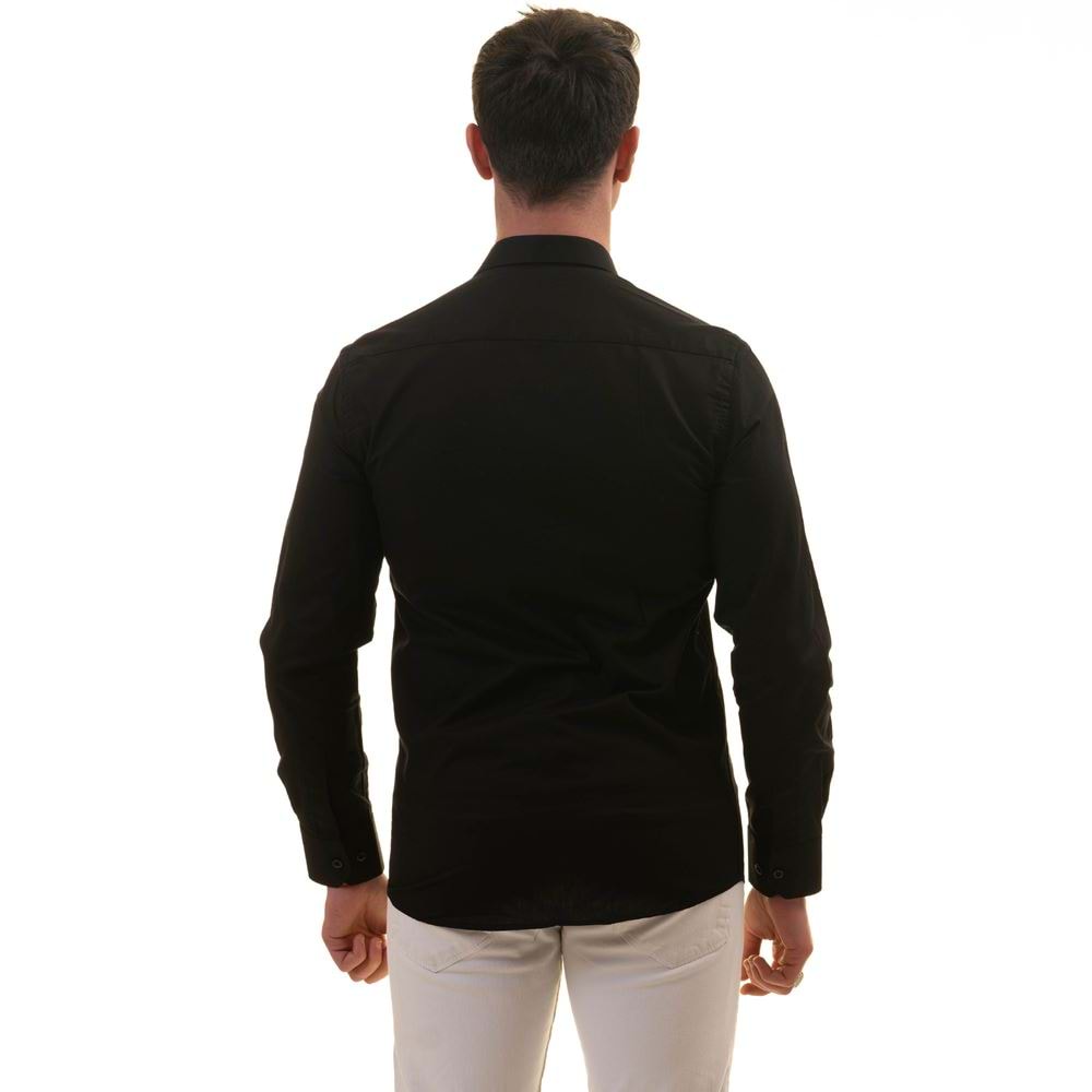 Black Plain Poplin Men's Shirt