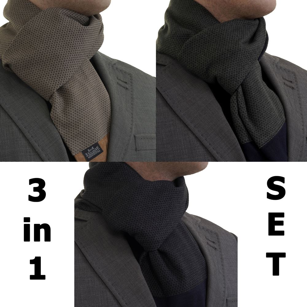 Checkered Designer Wool 3 in 1 Mens Scarf