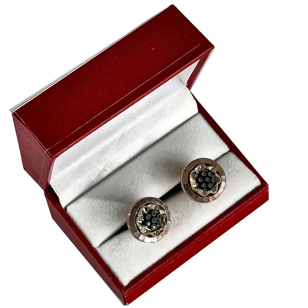 White Copper Pair of Cufflinks with Box