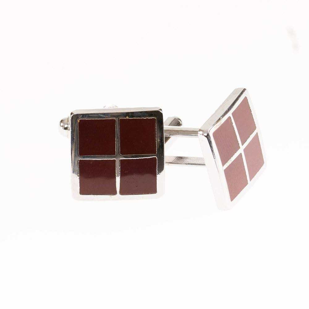 Burgundy Designer Pair of Cufflinks with Box