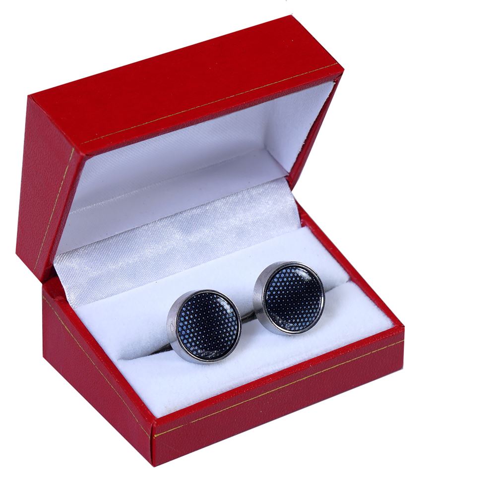 Blue Navy Abstrat Designer Pair of Cufflinks with Box