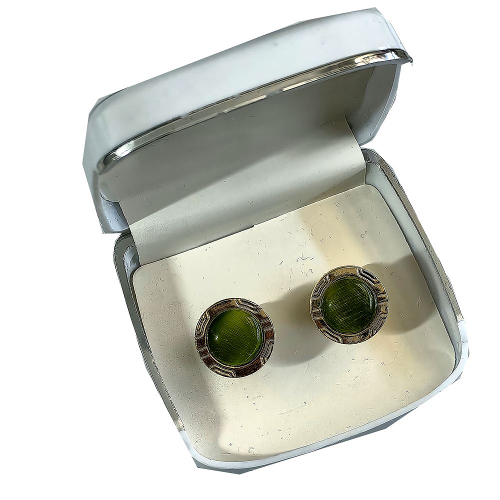 Green Designer Pair of Cufflinks with Box