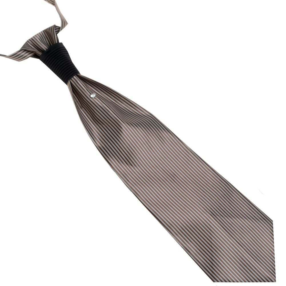 Kahverengi Bej Elegant Jakar Dokuma Tuxedo Tie Set