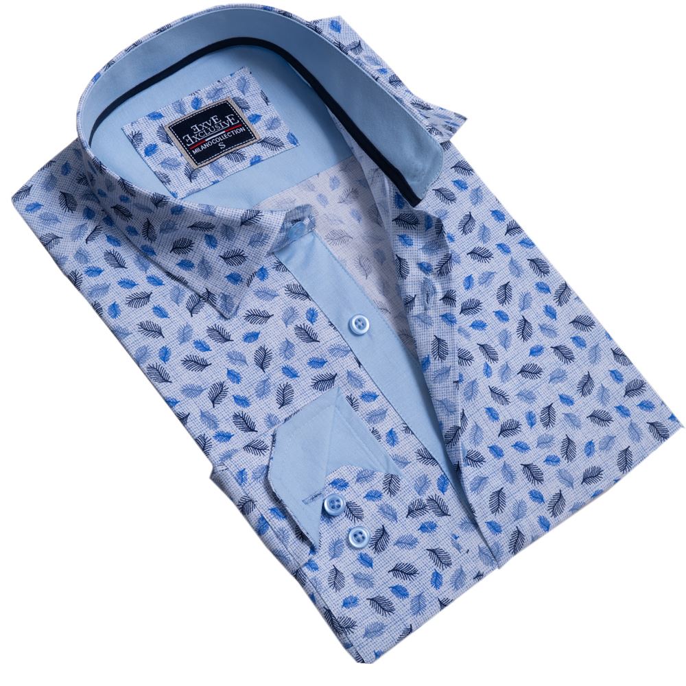Blue White Printed Men's Shirt