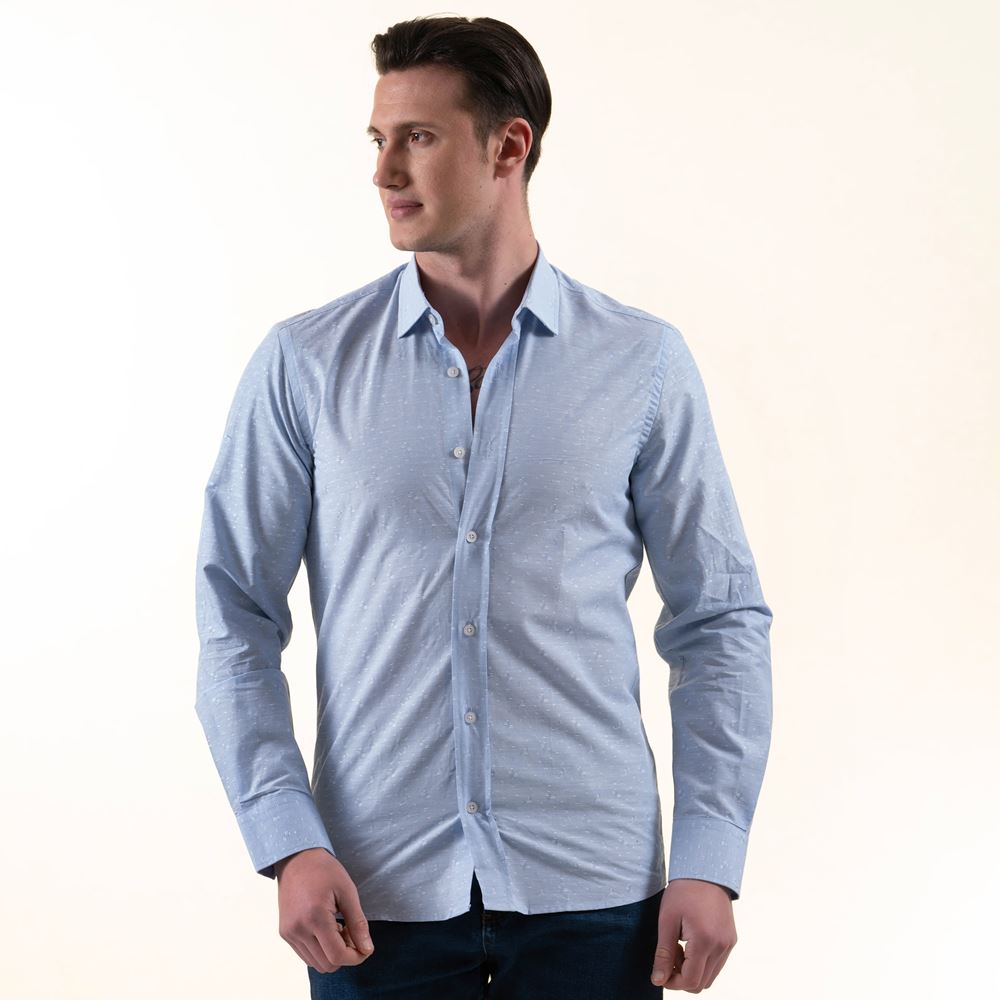 Blue and White Designer Men's Shirt
