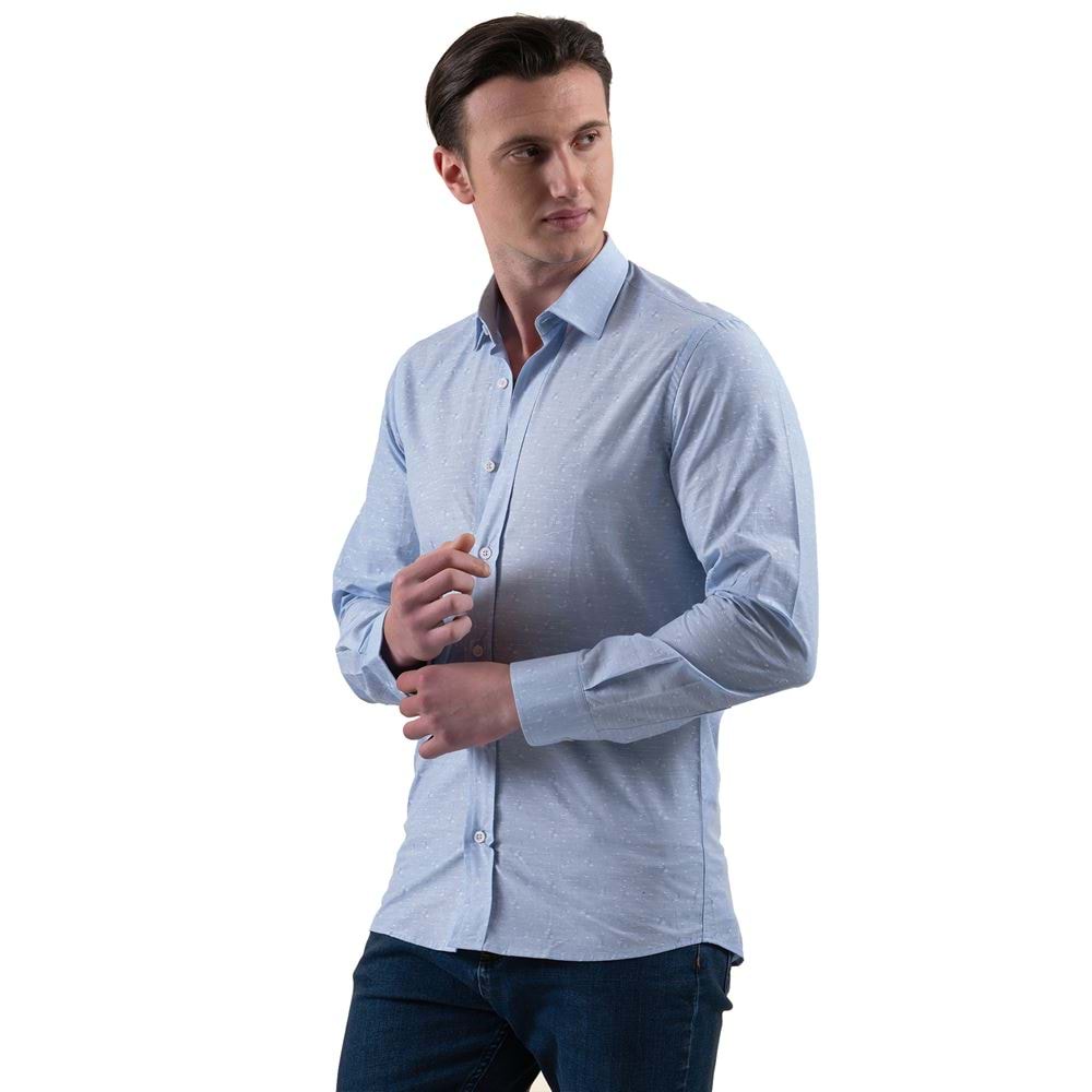 Blue and White Designer Men's Shirt