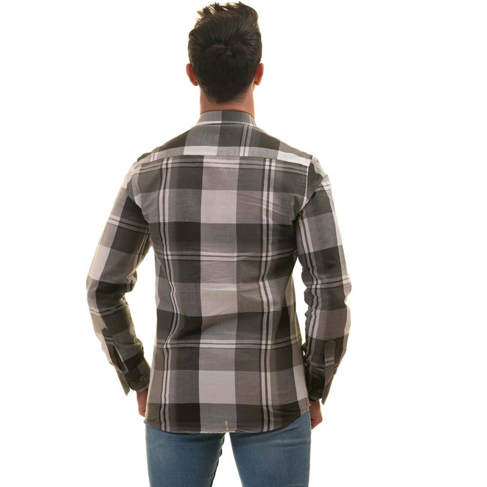 Khaki & White Plaid Men's Shirt