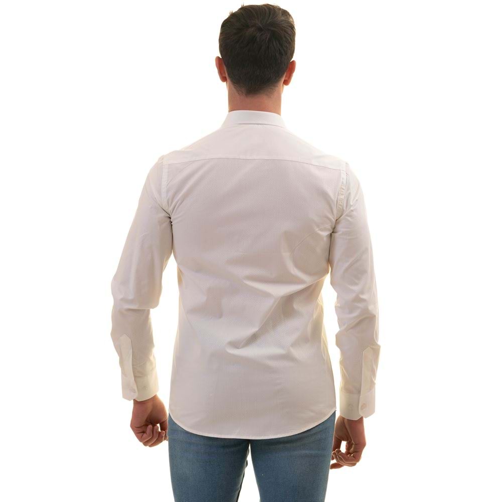 White Self Polka Dots Men's Shirt