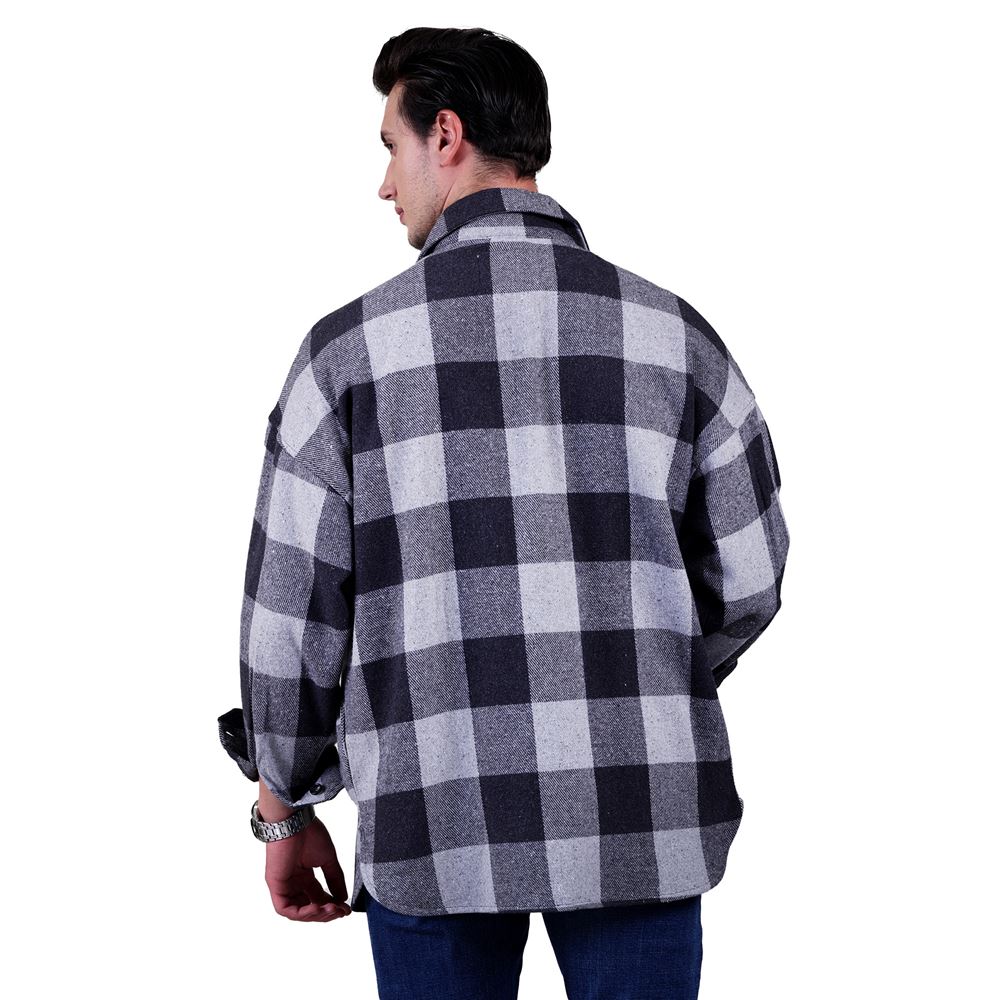 Black and Gray Gingham Checkered Over Size Lumberjack Shirt