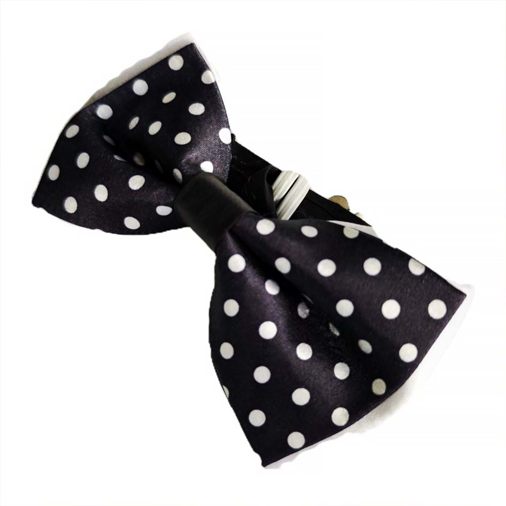 Black with White Polka Dot Bowtie