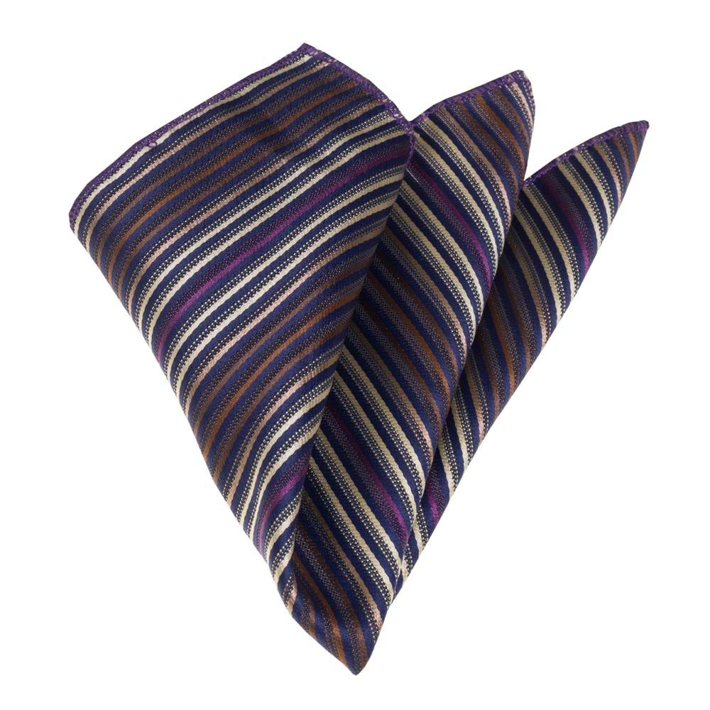 Purple Beige Brown Striped Pocket Square