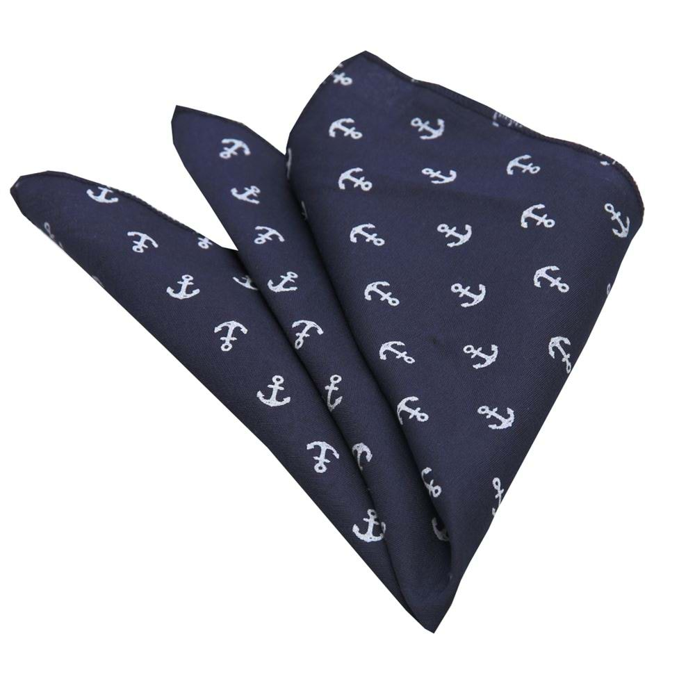 White Anchor on Navy Pocket Square