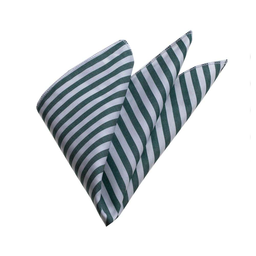 Green White Striped Pocket Square