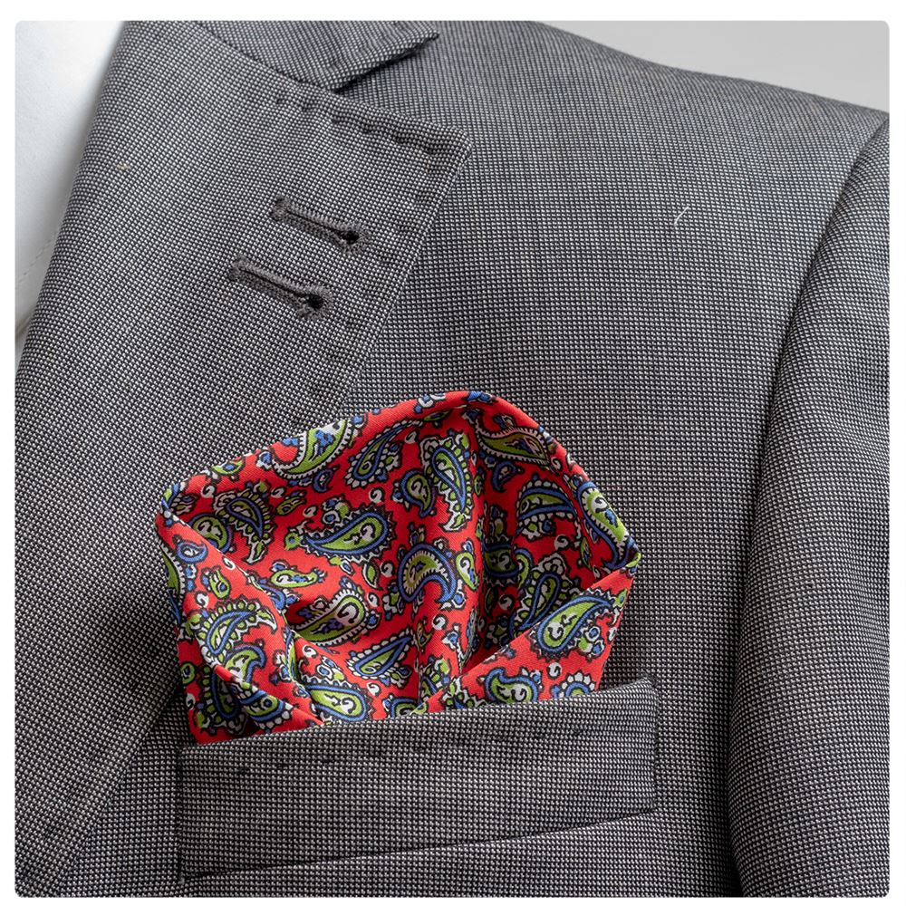 Red Paisley Pocket Square